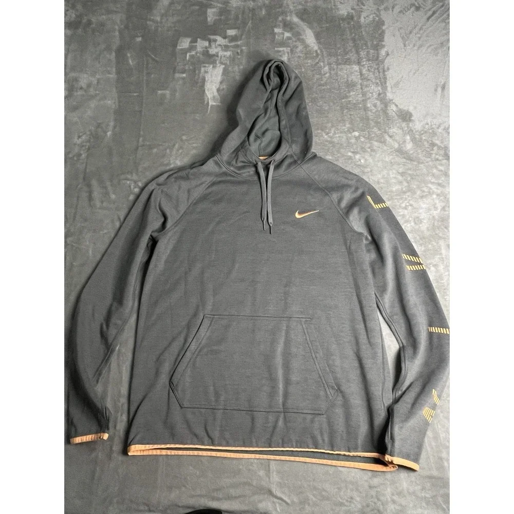 Nike Men's Sweatshirt Adult Medium Gray Orange Pullover Athletic Hoodie